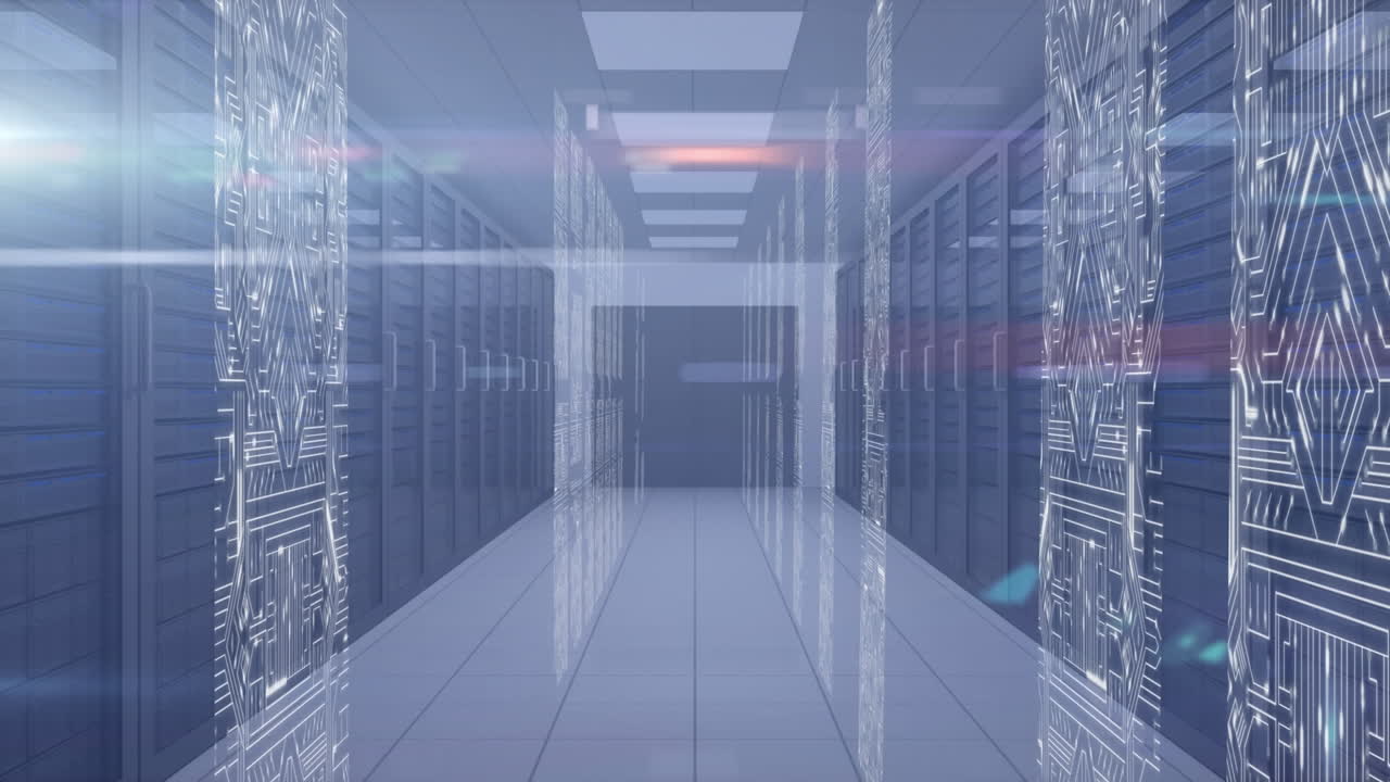 컴퓨터 프로세서로 긴 복도 애니메이션