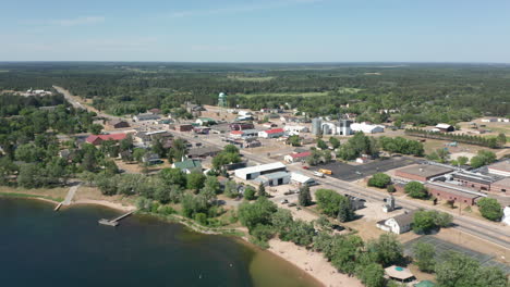 aerial wide shot of downtown menahga, minnesota during the day