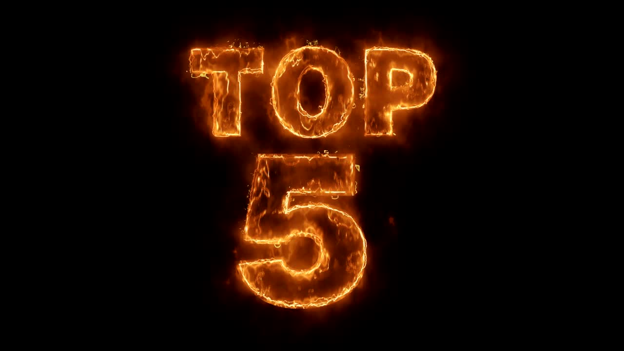 Top 5 Word Hot Animated Burning Realistic Fire Flame Loop.