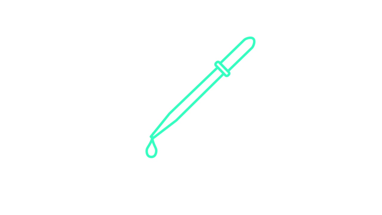 Animeret streggrafik-ikon af en pipette, der frigiver væskedråber