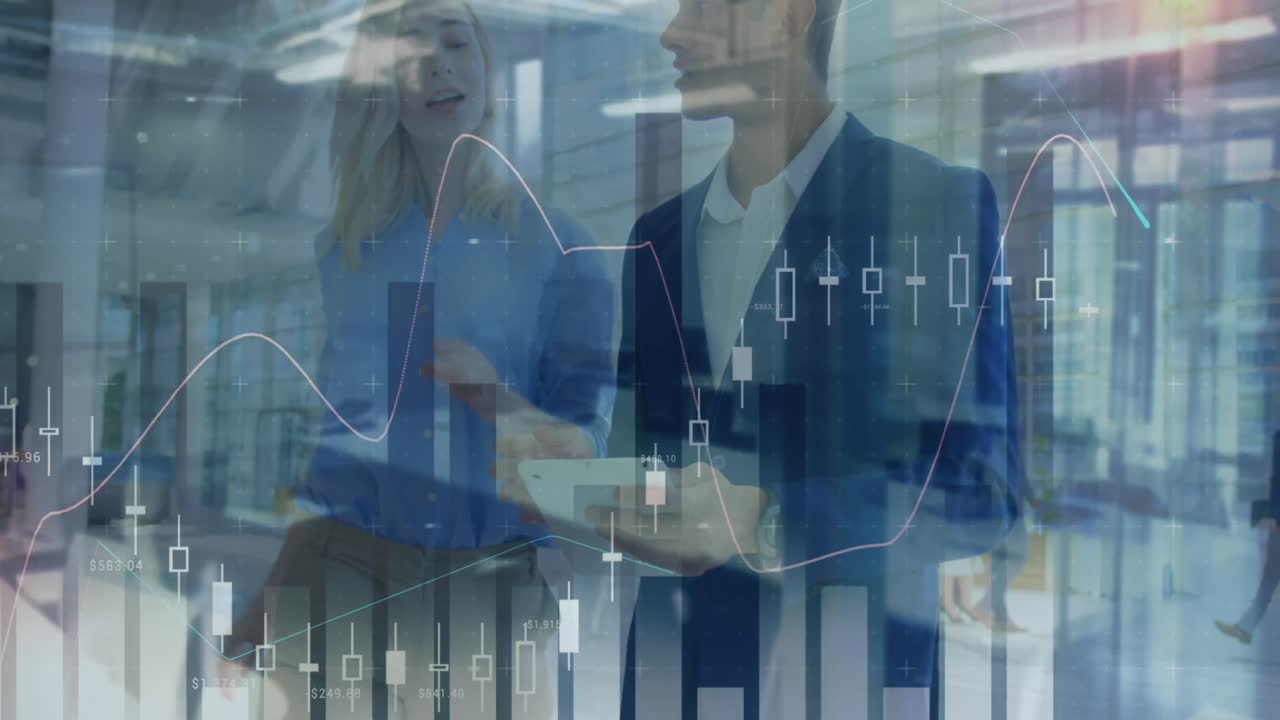 animación del procesamiento estadístico sobre las personas de negocios