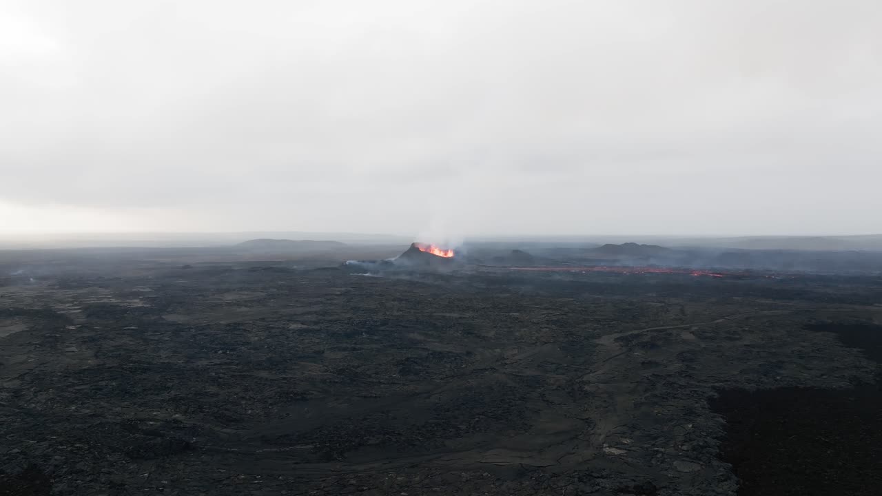 Volcanic landscape in Reykjanes Peninsula, Iceland. Aerial close up of the active vent