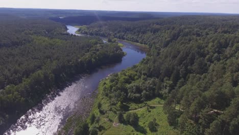 winding neris river on a sunny summer day