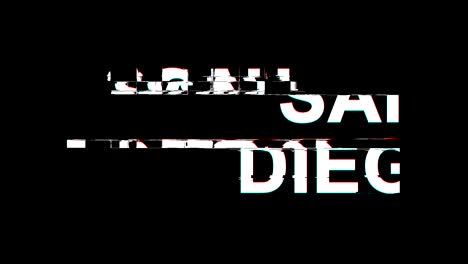 efecto de fallo de san diego texto distorsión de televisión digital animación en bucle 4k