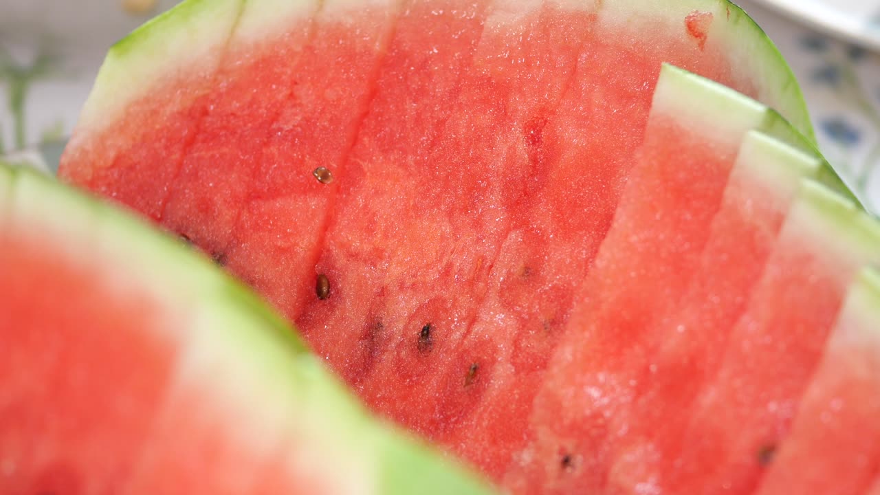 잘라진 수박의 클로즈업