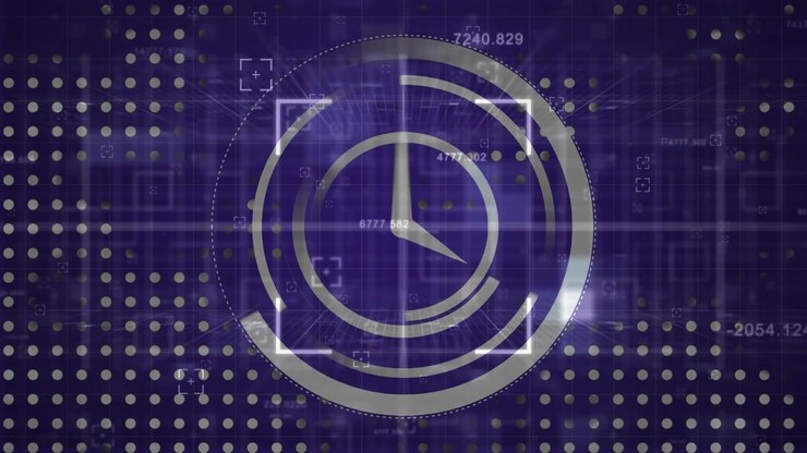 Animation of clock ticking and data processing