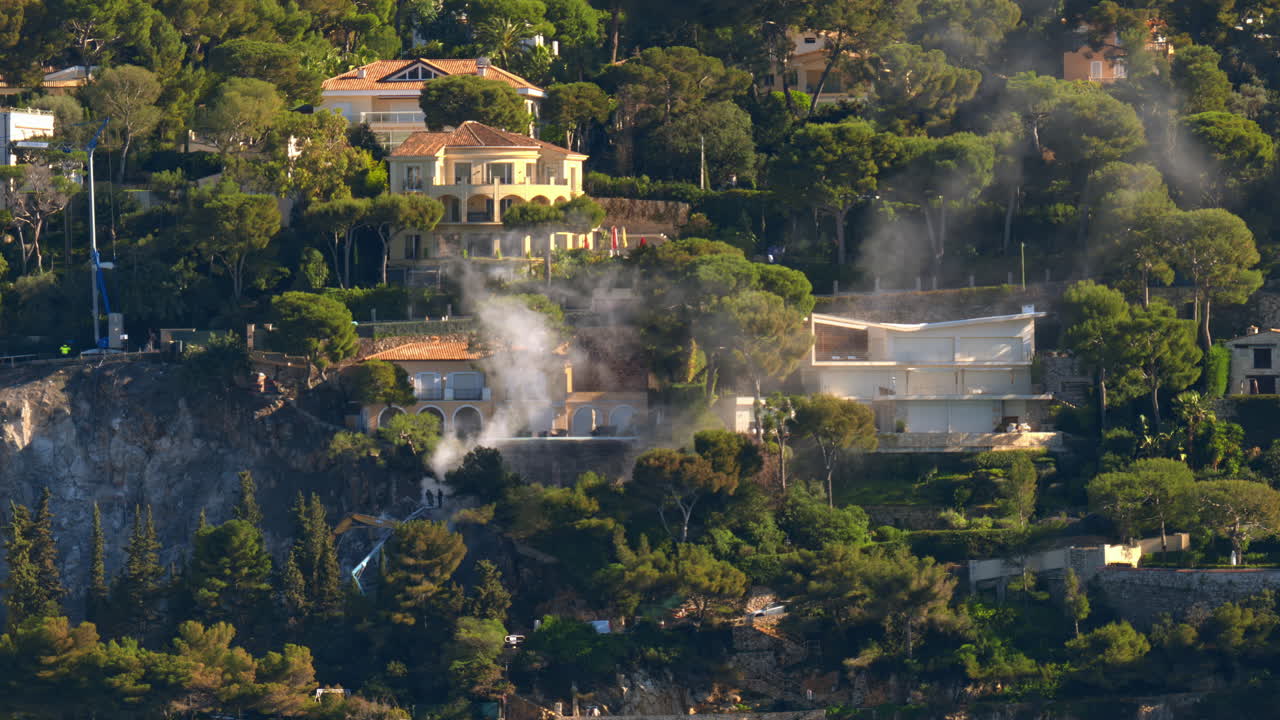 Panorama view of the town Villefranche-sur-Mer on the French Riviera