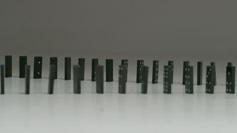 rows of black dominoes in studio