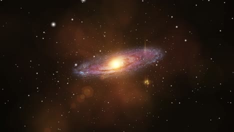 a galaxy with bright light moving in the great universe