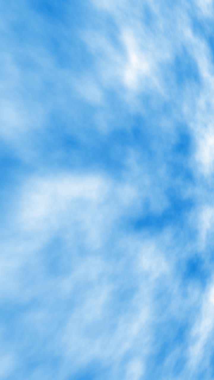 Nahtlose Schleife, abstrakter Hintergrund eines verträumten blauen Himmels mit sanft ziehenden Wolken. Vertikales Format für Social-Media-Stories, Reels und TikTok