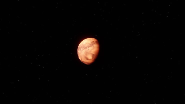 Floating in Space Towards Planet Mars