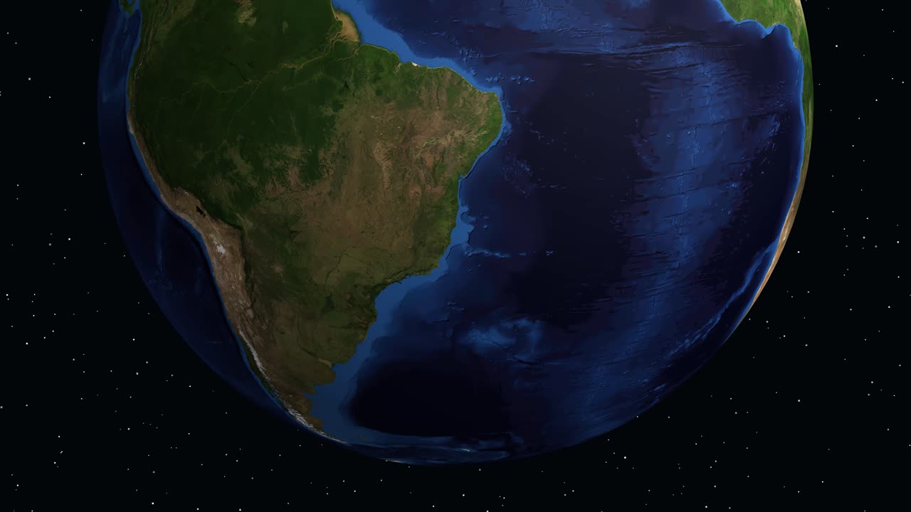 Il globo digitale ruota e zooma sull'Argentina, mostrando informazioni sulla città e un segnaposto