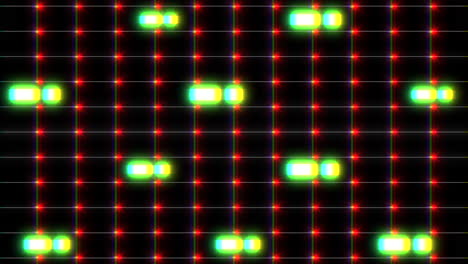 Bunte-Digitale-Punkte-Und-Quadrate-Mit-Glitch-Auf-Schwarzem-Bildschirm
