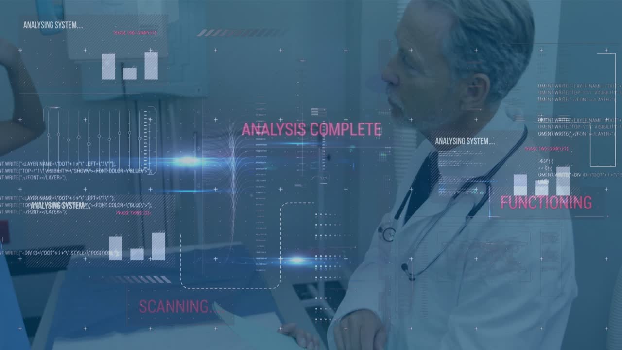 Animation of data processing over diverse doctors at hospital