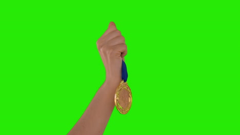 hands throwing a medal