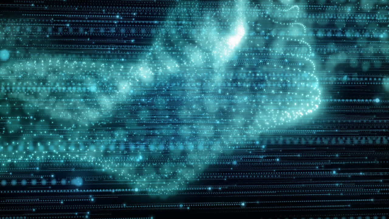 Animation of glowing digital DNA strand with binary coding in school setting