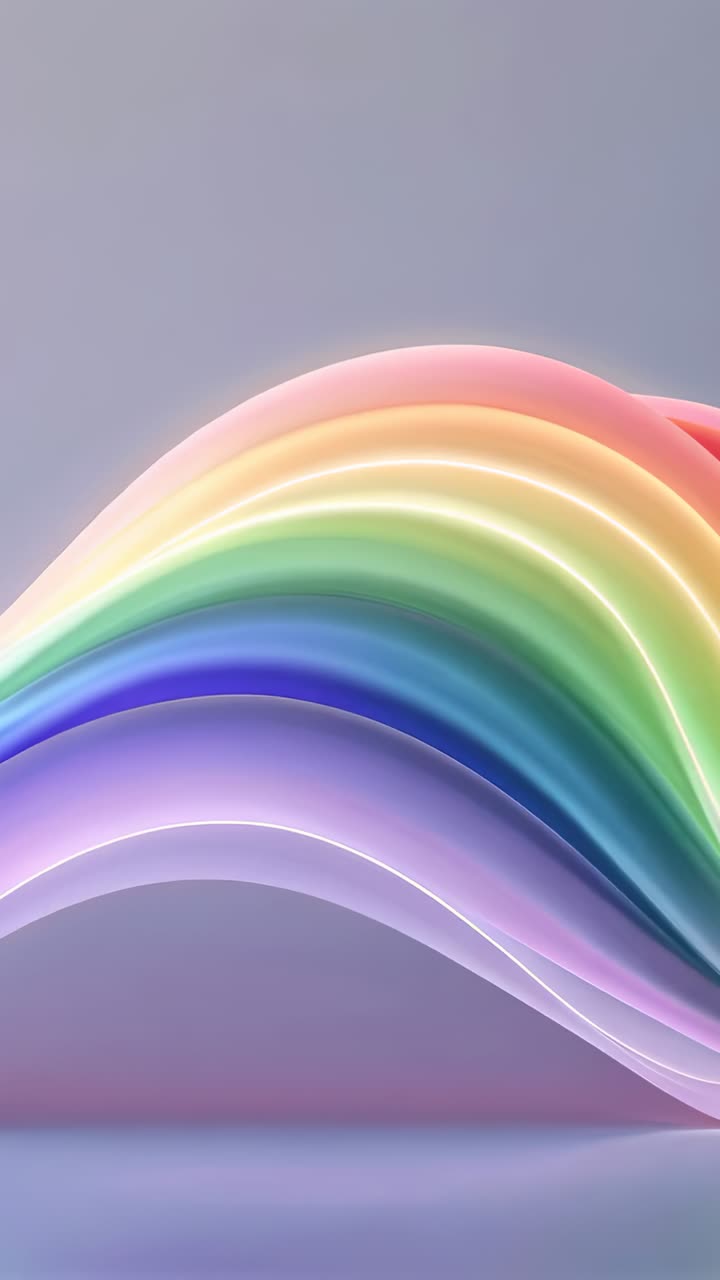 Vertical video: Loop restarting layered rainbow wave gliding from left to right in digital studio