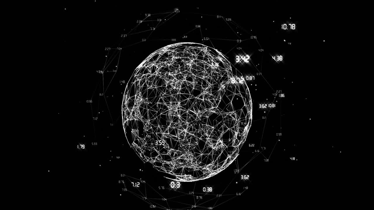 Animation of data processing over globe with connections