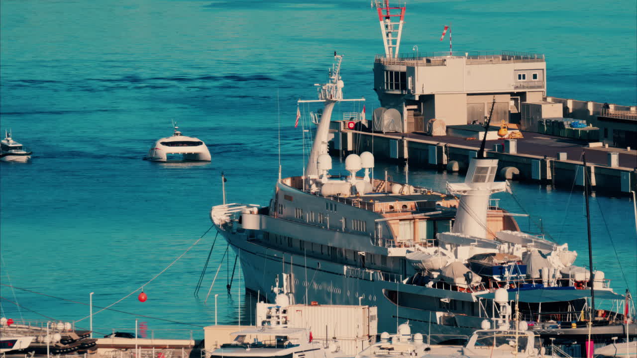 View of boats docked in the Monaco Marina in daylight