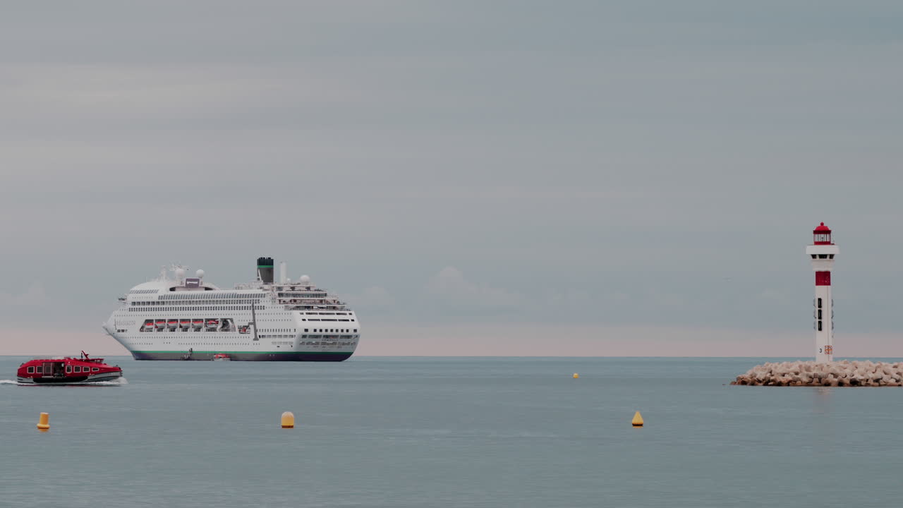 Different types of boats moving on the sea in Cannes, France