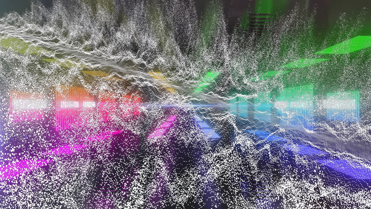 Forming dynamic wave patterns, colorful abstract animation on dark background