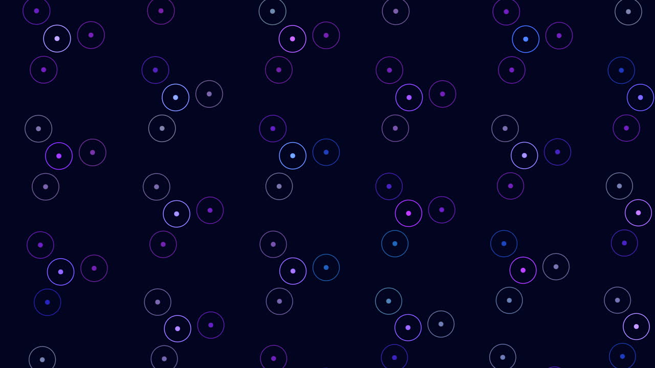 Mesmerizing symmetrical circles pattern in shades of purple and blue on a black background