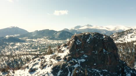 Drone-shot-of-snowy-mountains-and-hills