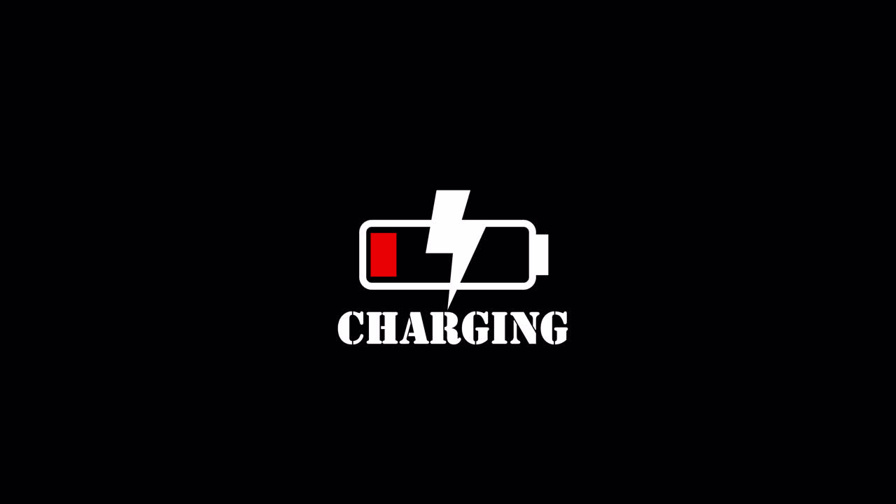 Animated Battery Charging Icon on Black Background