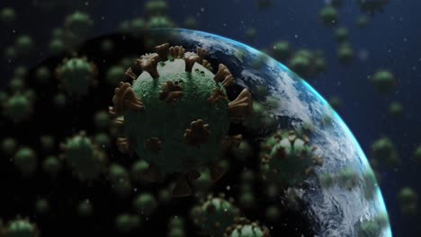 flying bacteria coronavirus over planet earth.