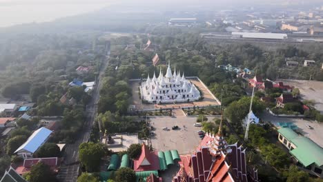 4k wide pan around at wat asokaram temple in samut prakan province, bangkok, thailand, asia