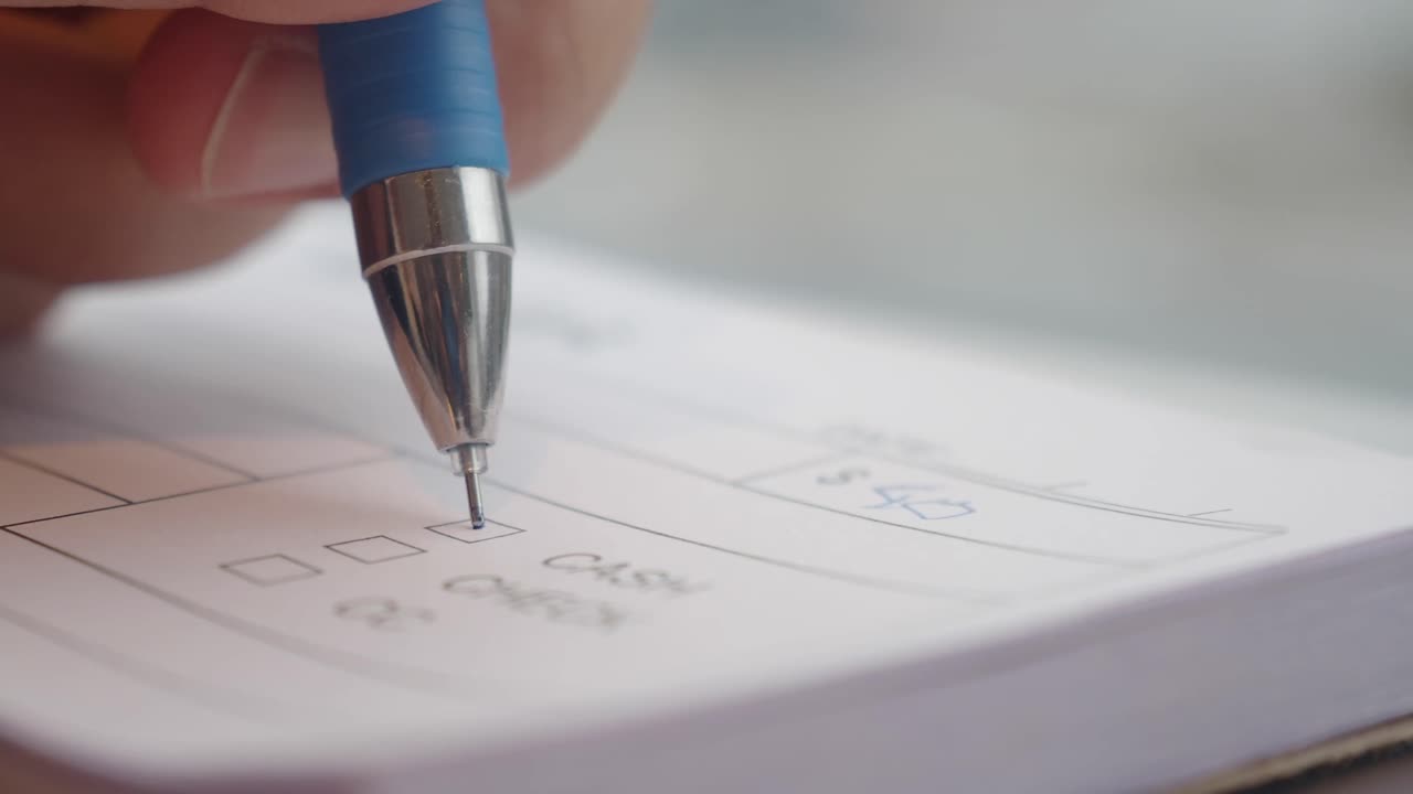 수표 또는 지불을 손으로 작성하는 것