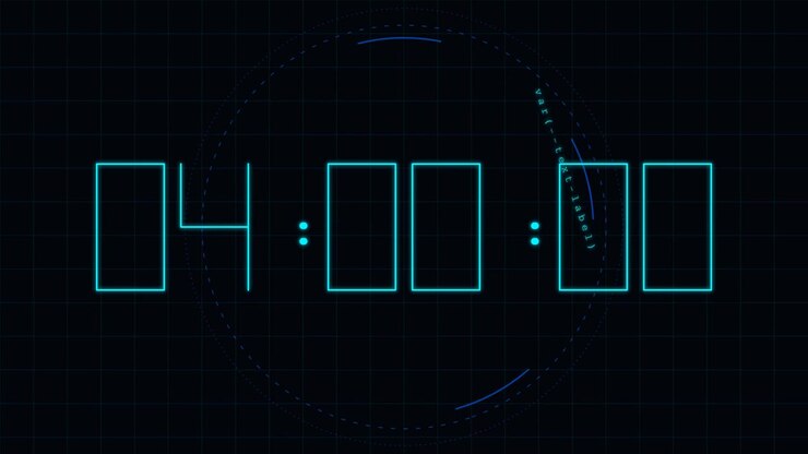 Digital Clock Interface Counting Up to Four O'Clock