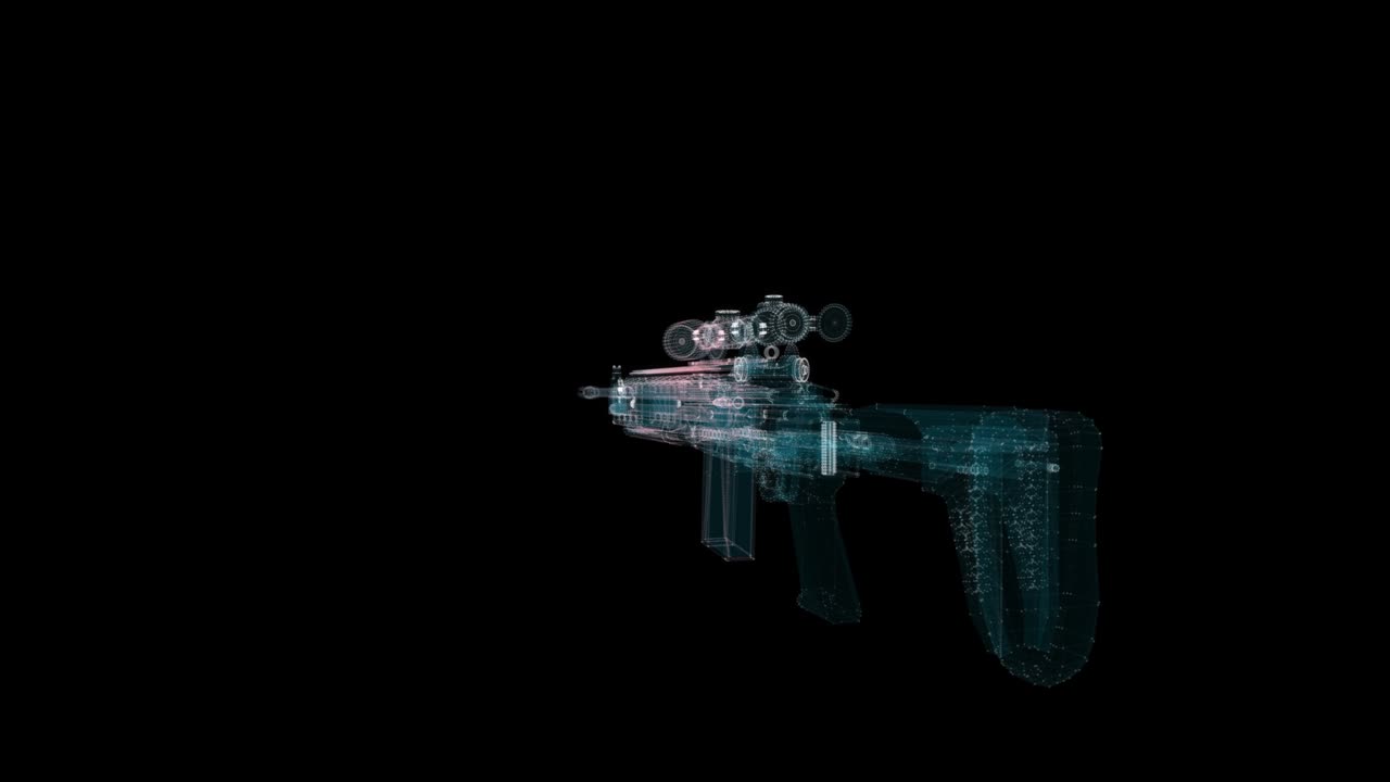 Submachine Gun Hologram. Weapon and Technology Concept