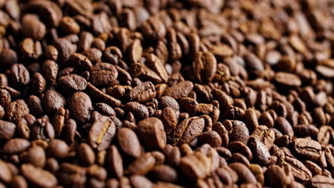 pile of roasted coffee beans close-up