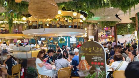 crowded food court with vibrant atmosphere