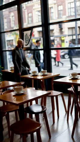 busy cafe with city view