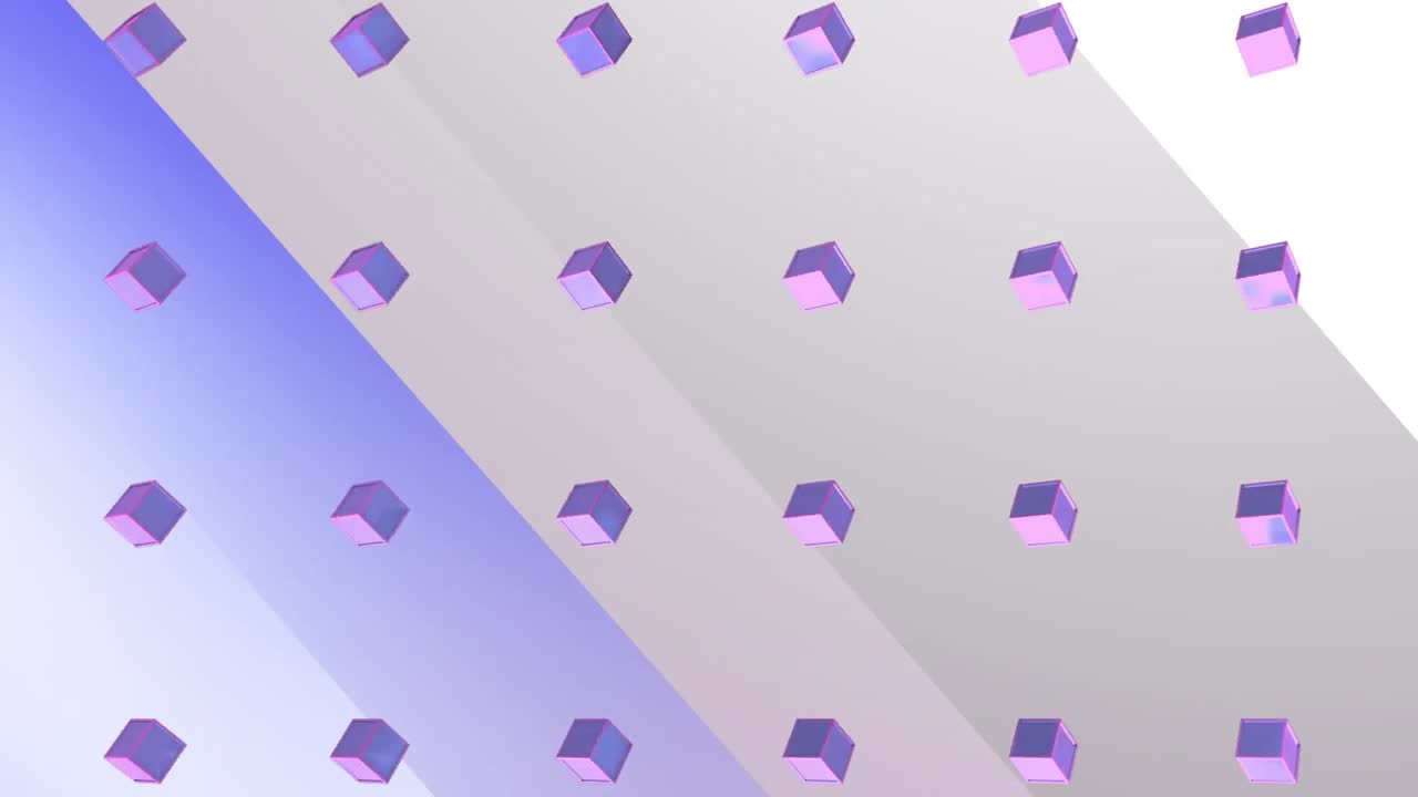 animación de cuadrados en fondo púrpura