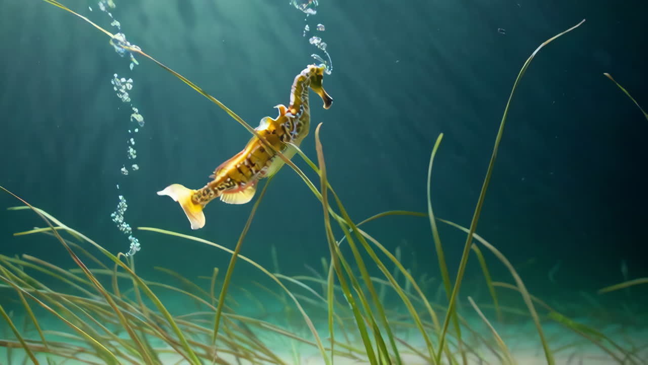 Sea Horse in Underwater Grass