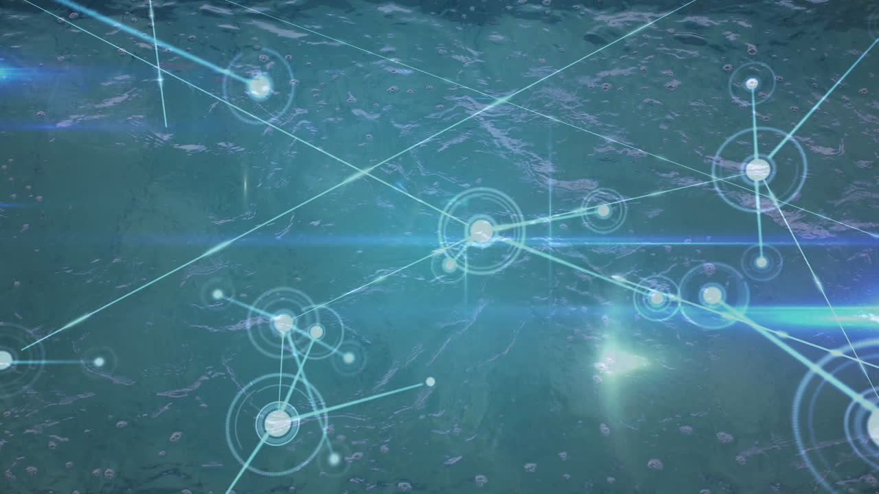 적합한 여성 수영 선수 수영에 대한 연결 네트워크의 애니메이션