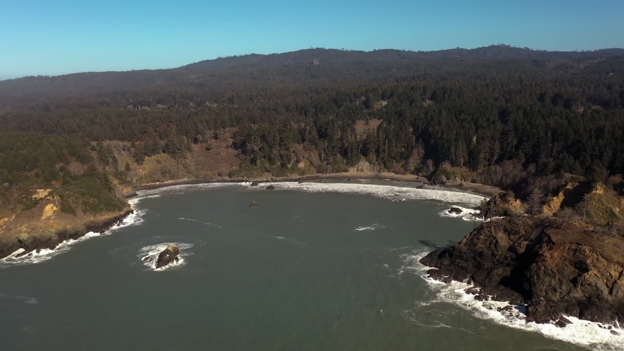 Aerial view of Trinidad State Beach and Pewetole Island, Northern California