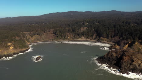 aerial view of trinidad state beach and pewetole island, northern california