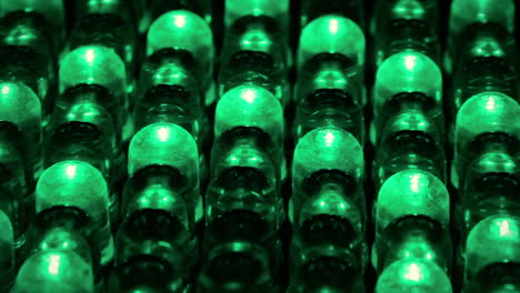 macro shot: arrays of led lights, changing their color following a regular pattern