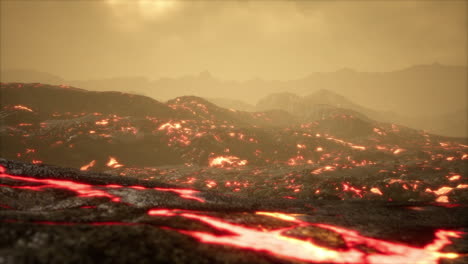 lava fields in the end of the eruption of the volcano