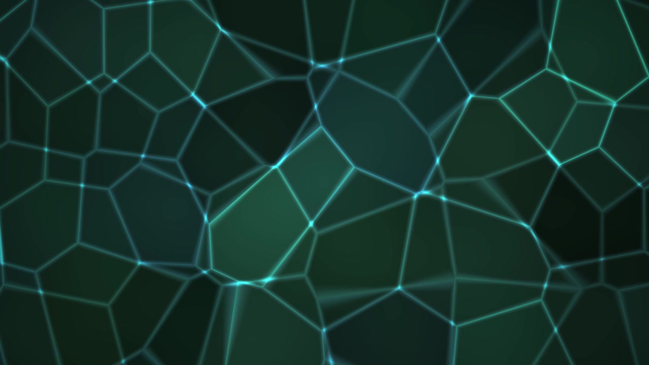 Abstract Green Geometric Network Background with Glowing Lines