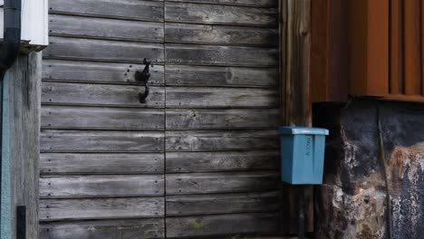 old and grungy wooden door with vintage handle