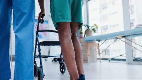 senior care, support and physiotherapist with old