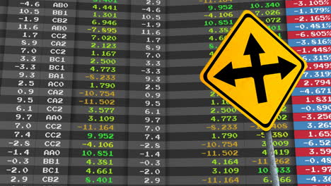 animación de señales de tráfico sobre el mercado de valores