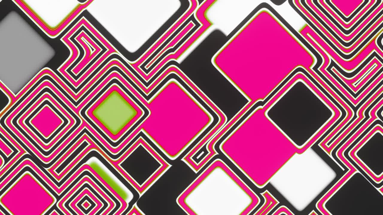 pulsación de cuadrados abstractos de colores rosa, blanco y negro