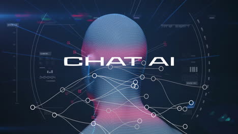 animación de chat ai texto y conexiones a través de humano digital y escaneo de alcance