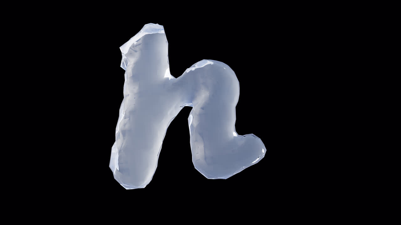 Lettera h liquida su sfondo trasparente
